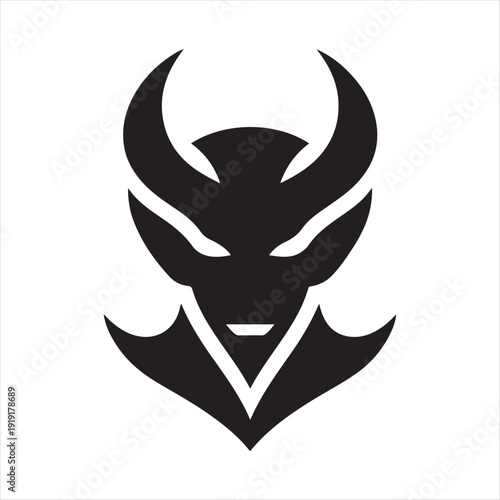 Devil vector silhouette outline logo design concept illustration 
