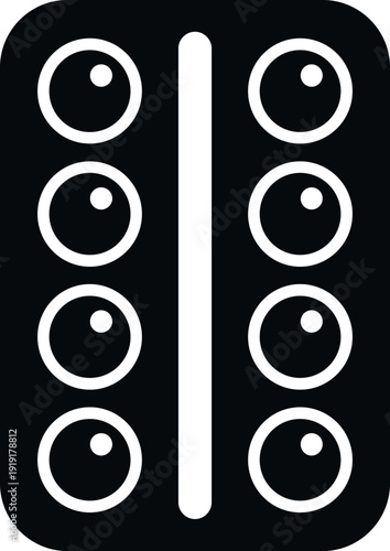 Black and white icon of a paint palette displaying watercolor pans for creative activities