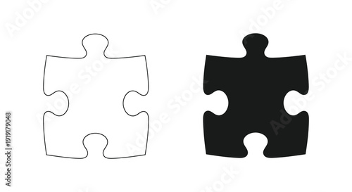 A contrasting pair of jigsaw puzzle pieces one white and one black symbolize connection and completion silhouette high quality