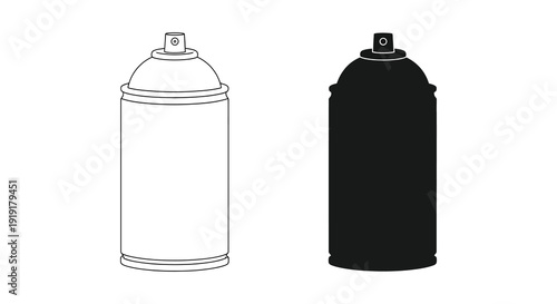 A comparison of two spray paint cans one in outline and the other as a dark silhouette high quality