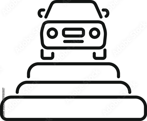 Car icon facing a staircase representing a difficult upward journey or progress hindrance