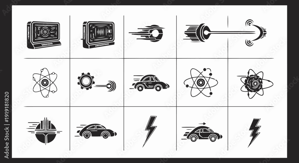 Fototapeta premium Set of Simple Black Technology Icons.