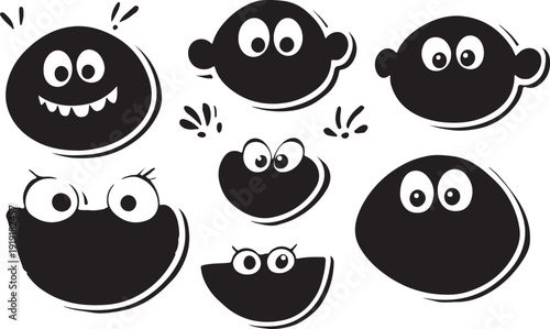 Funny cartoon easter eggs monsters and animals set