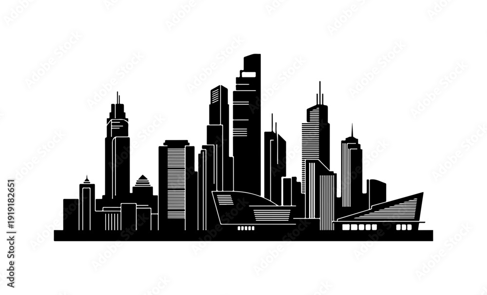 Fototapeta premium City skyline with modern skyscrapers and architecture
