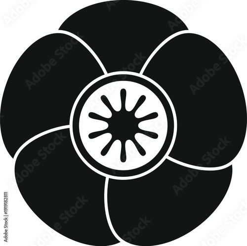 Black and white japanese family kamon crest symbol isolated on white background