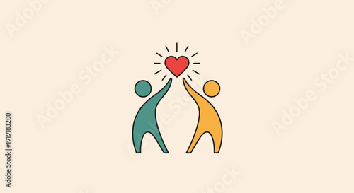 Two people sharing a heart in a symbol of love and partnership