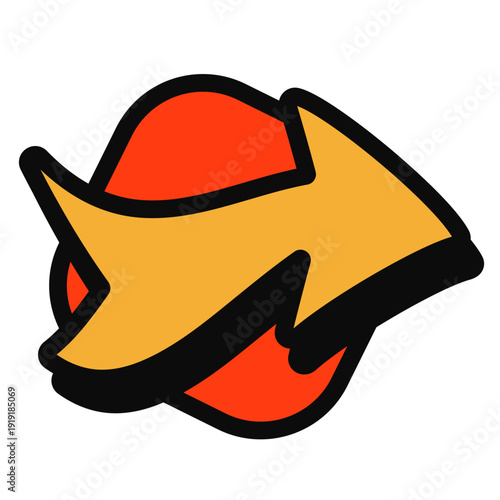 Bold orange and yellow arrow icon design.