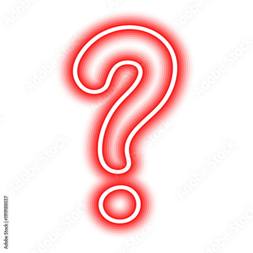 Glowing red question mark on white background.