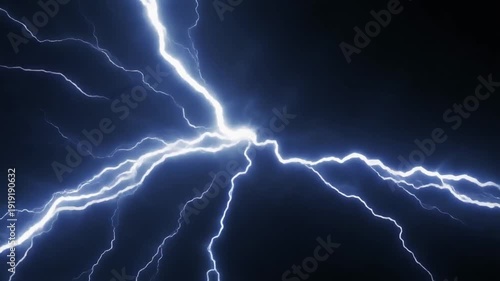 Electricity Flashing Through the Dark Sky in a Dramatic Lightning Storm from a Low Angle Viewpoint