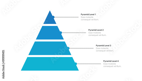 Flat Blue Pyramid Infographic Diagram With 4 Levels