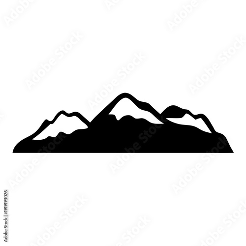 Silhouette of jagged mountain peaks against a dark sky background. Vector