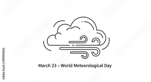 World Meteorological Day graphic with cloud and wind illustration