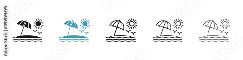 Beach icon in flat style. Basic vector symbol illustration