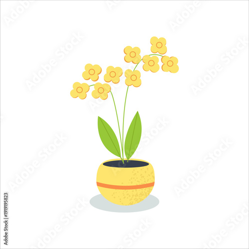 Flowers in a pot, houseplants in a textured style. For flower shops, on a white background. vector