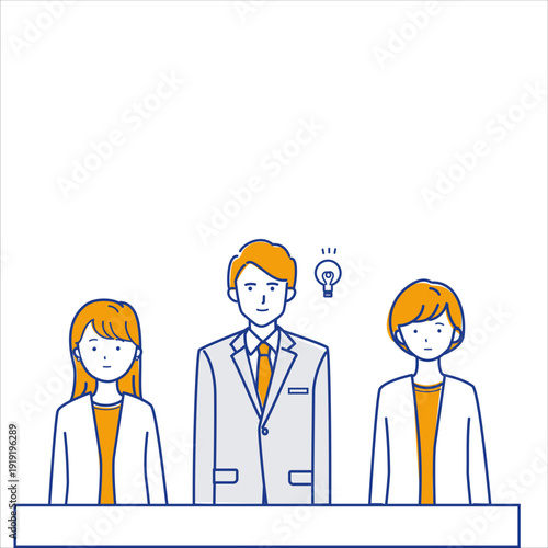 Business meeting with new ideas and inspiration(get a sudden idea）(color variation)