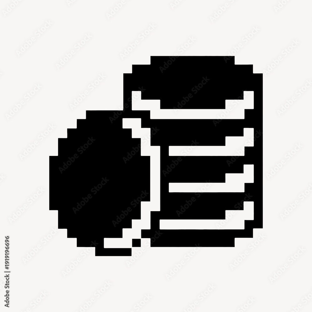 Fototapeta premium Minimalist black coin stack illustration.