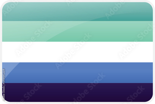 Glossy Gay Men Pride Flag 5-Stripes Version - LGBTQ+ MLM Vincian Identity Symbol Vector Graphic with Turquoise and Blue