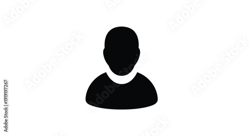 Simple black silhouette of a person s head and shoulders on white