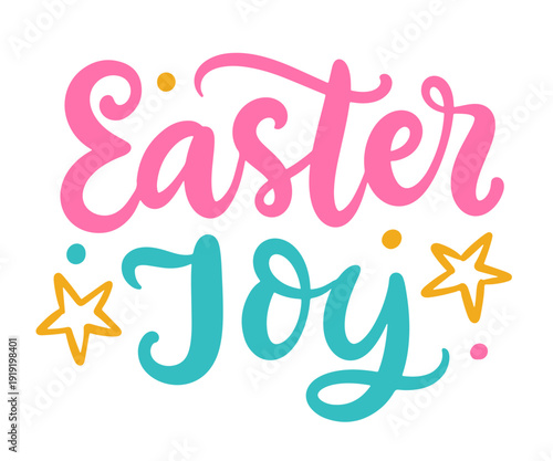 Easter Joy phrase cute hand lettering quote 
