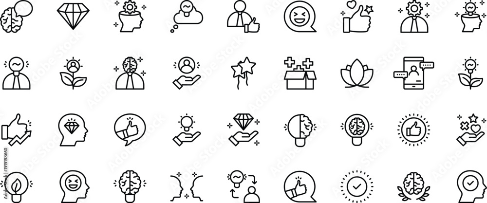 Fotografie Positive thinking icon set. Vector