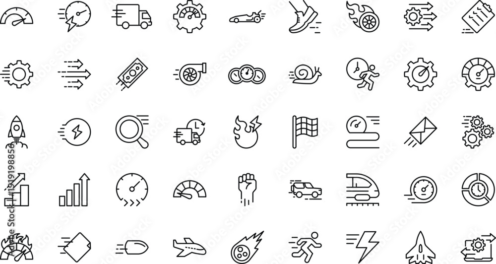 Фотография Speed outline icon set