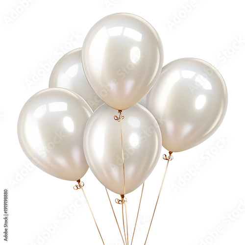 Pearl White Balloons, png cutout 