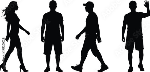 People silhouette set, man walking running sitting, family parents holding child, woman dancing, soccer player, group jumping, ok gesture, waving hand, lifestyle vector collection, icons.