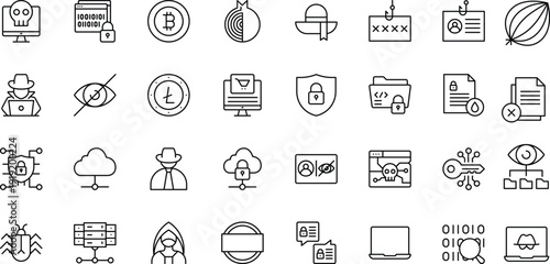 Darknet icon set. Vector illustration