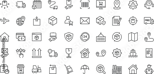 Delivery icon set. editable stroke. Vector