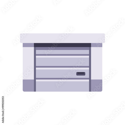 gray garage door, workshop entrance, colorful vector flat style illustration
