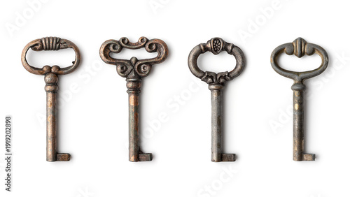 Wallpaper Mural Vintage Antique Keys Collection Isolated on White Background Torontodigital.ca