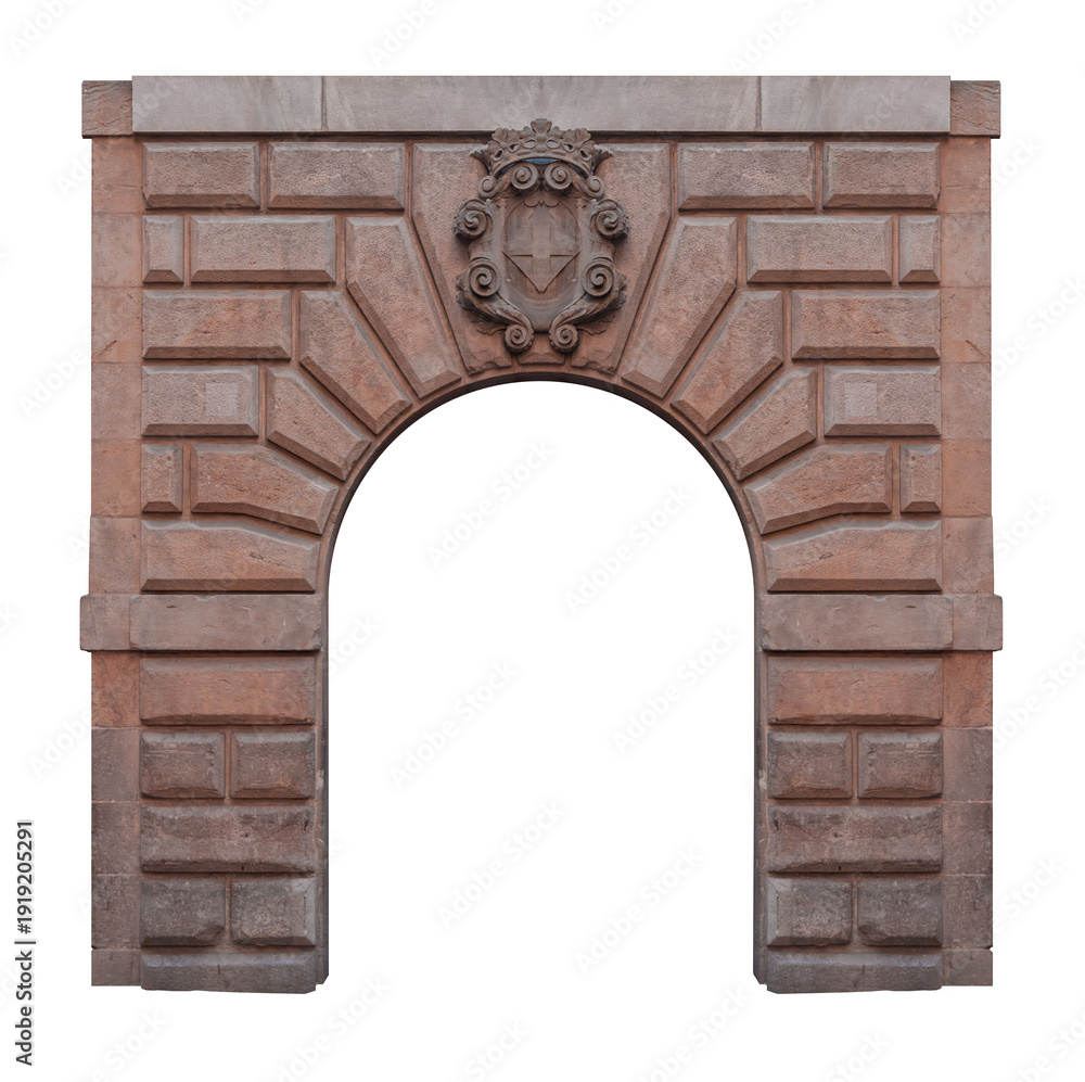 Fototapeta premium Elements of architectural decorations of buildings, columns and tops, gypsum stucco molding, wall texture and patterns. On the streets in Barcelona, public places.