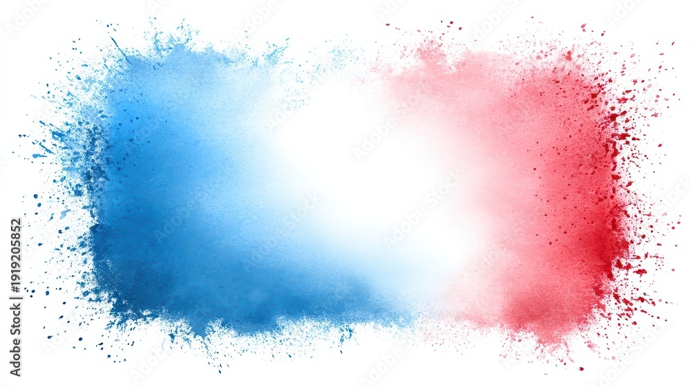 Obraz premium Red white blue paint splash vibrant red white and blue paint splashed against a clean white background creating a dynamic visual
