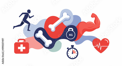 Colorful abstract design on various supplement packaging.