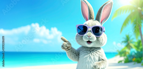 Clip Art Comic easter bunny pointed  to copy space