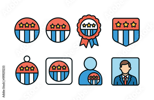 Election and voting flat icon set for civic engagement and democratic processes