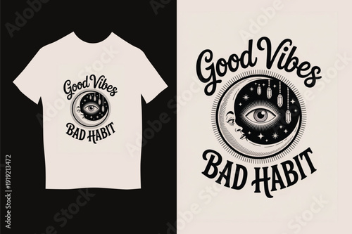 Good Luck Black Cat T-Shirt Design