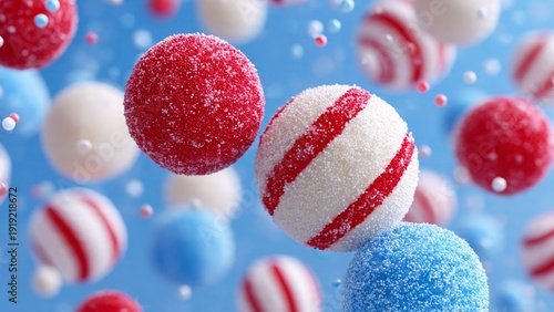 Festive Confections: A vibrant display of colorful, spherical treats with delightful textures, each one a bite-sized indulgence, beckoning viewers with their charming appeal.