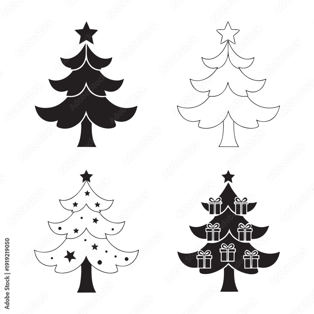 Obraz premium Four Unique Interpretations of the Classic Christmas Tree