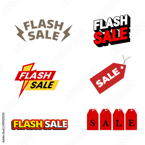 Flash Sale Promotional Labels and Discount Badges Set
