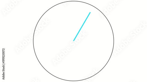 Abstract Blue Clock Hand Rotating Clockwise Inside Grey Circle, Clean White Background, Time Countdown Concept.