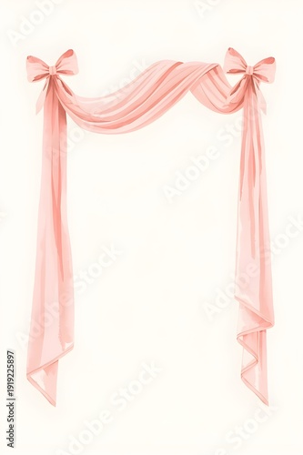 pink ribbon and bow curtain vector