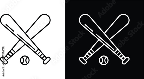 Baseball icon pack in black and white colors