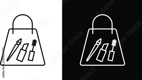 Beauty shopping icon pack in black and white colors