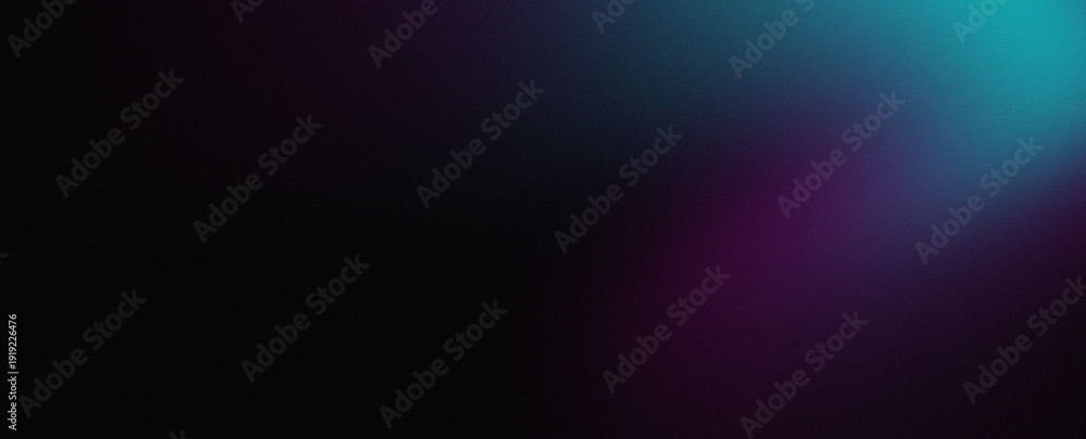 Obraz premium Abstract dark gradient background with a grainy texture, featuring a blend of teal, cyan, and purple hues, creating a modern and digital design element, for versatile graphic applications.