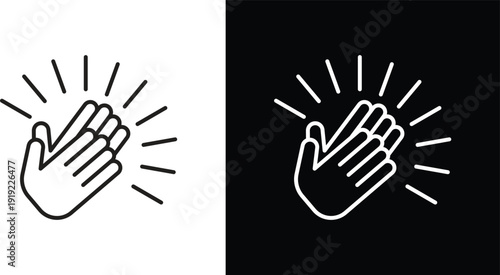 Clapping hands icon pack in black and white colors