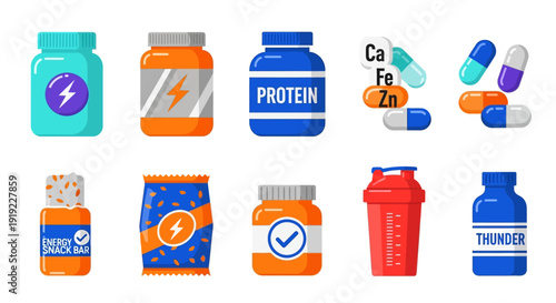 Assorted Supplements and Vitamins in Various Containers.