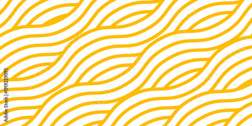 Yellow instant noodle, pasta and spaghetti texture with geometric wavy lines. Ramen, pasta vector pattern. Background abstract food illustration