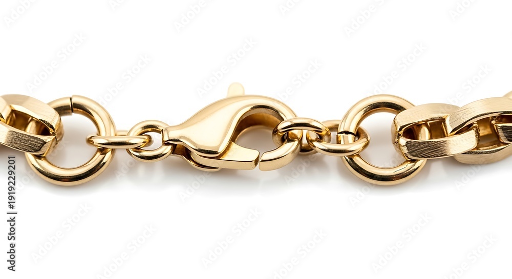 Fototapeta premium Close-up of Heavy Gold Chain with Secure Lobster Clasp