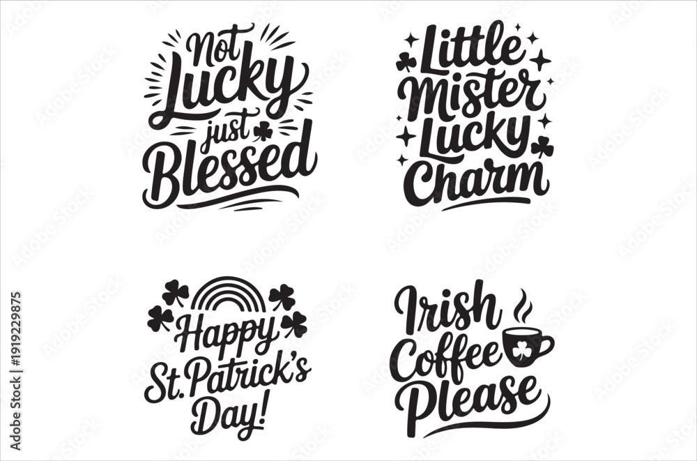 Obraz premium Four st patrick s day themed typographic designs on a white background